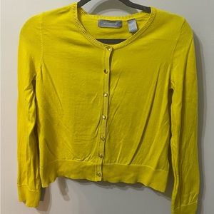Liz Claiborne clear ball button yellow cotton cardigan